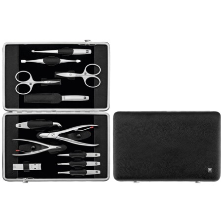 Zestaw do manicure Zwilling Twinox – czarne, skórzane etui, 12 elementów - Czarny