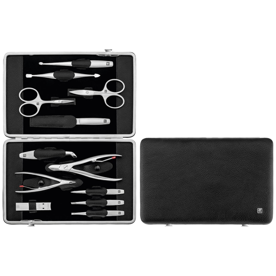 Zestaw do manicure Zwilling Twinox – czarne, skórzane etui, 12 elementów - Czarny