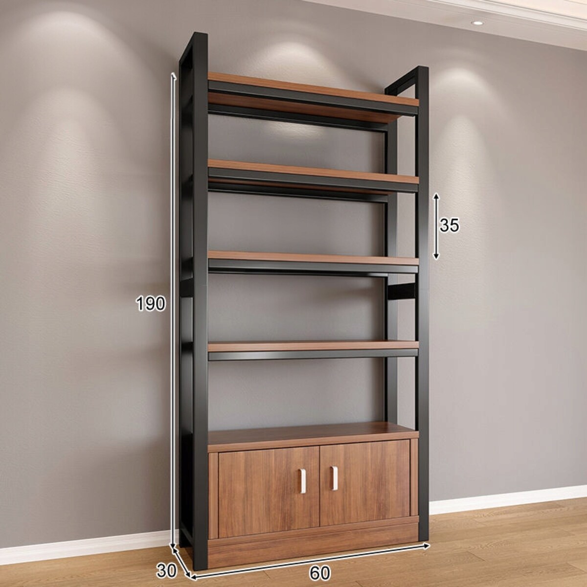 Regał industrialny stojący półka na książki loft 190 cm rama metalowa