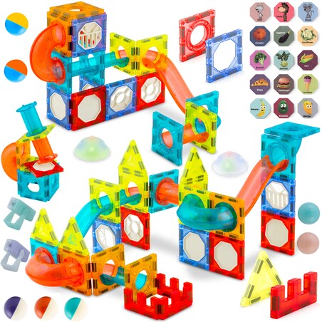 Klocki magnetyczne edukacyjne konstrukcyjne 3d Ricokids zestaw z naklejkami