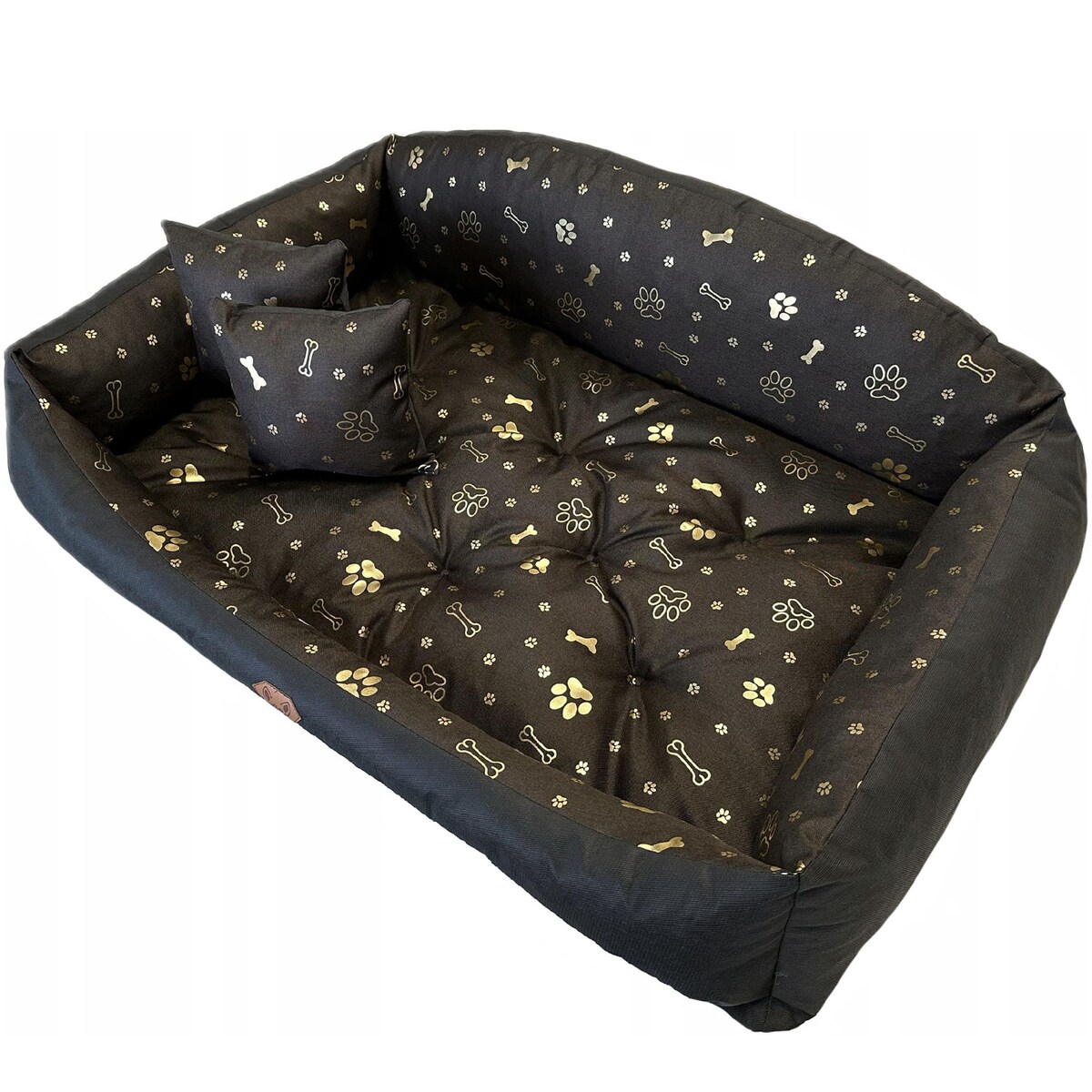 Legowisko Dla Psa Kanapa Posłanie Muszla 130X105 Cm Wodoodporne Poduszki Pikowane Kość Złota