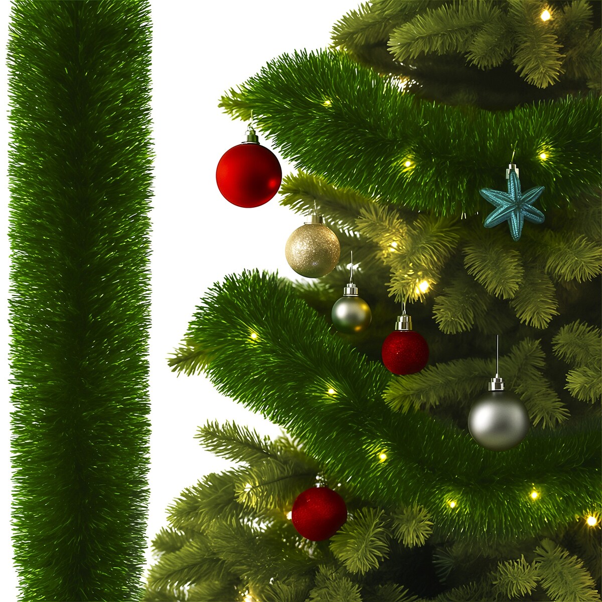 Łańcuch Led Choinkowy Zielony Na Baterie Świąteczny Na Choinkę 6 Metrów