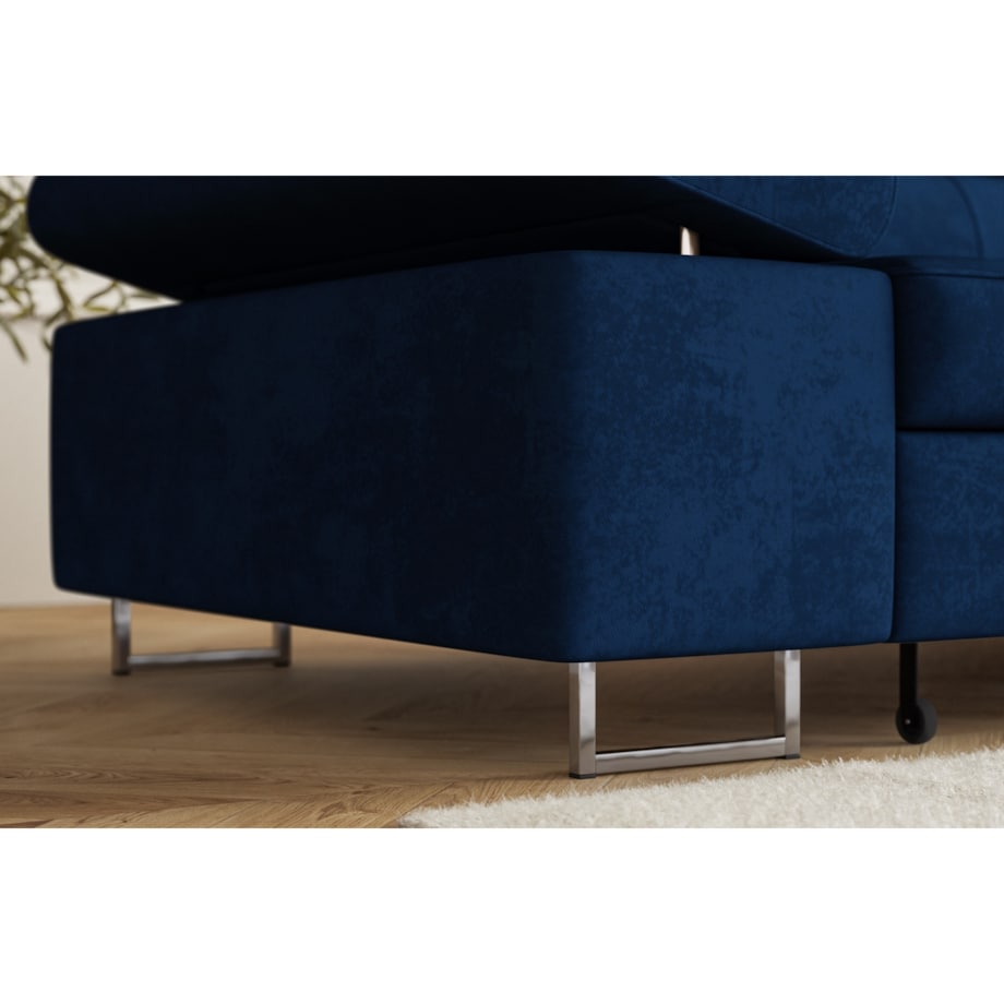 Narożnik ALEX z regulowanymi zagłówkami, prawostronny- granatowy