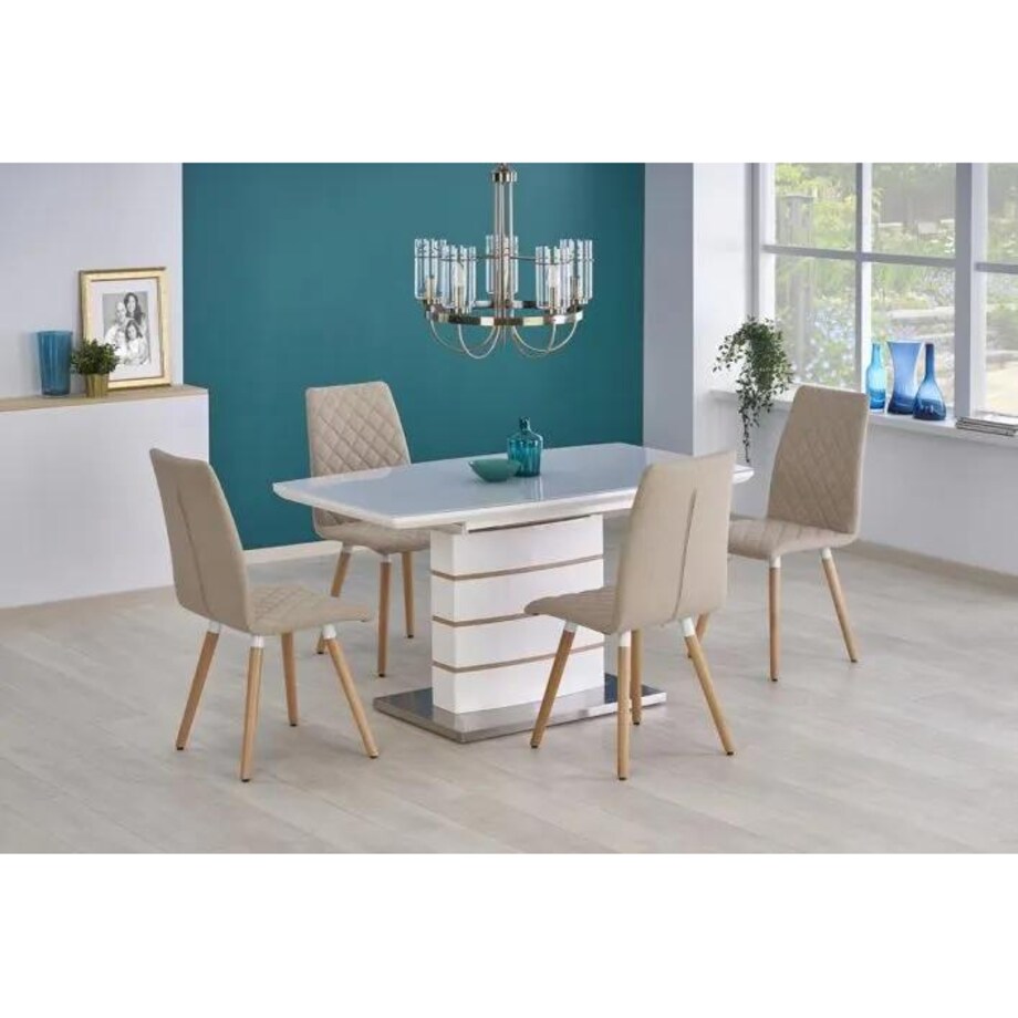 Stół TORONTO 140(180)x80 biały/dąb rozkładany