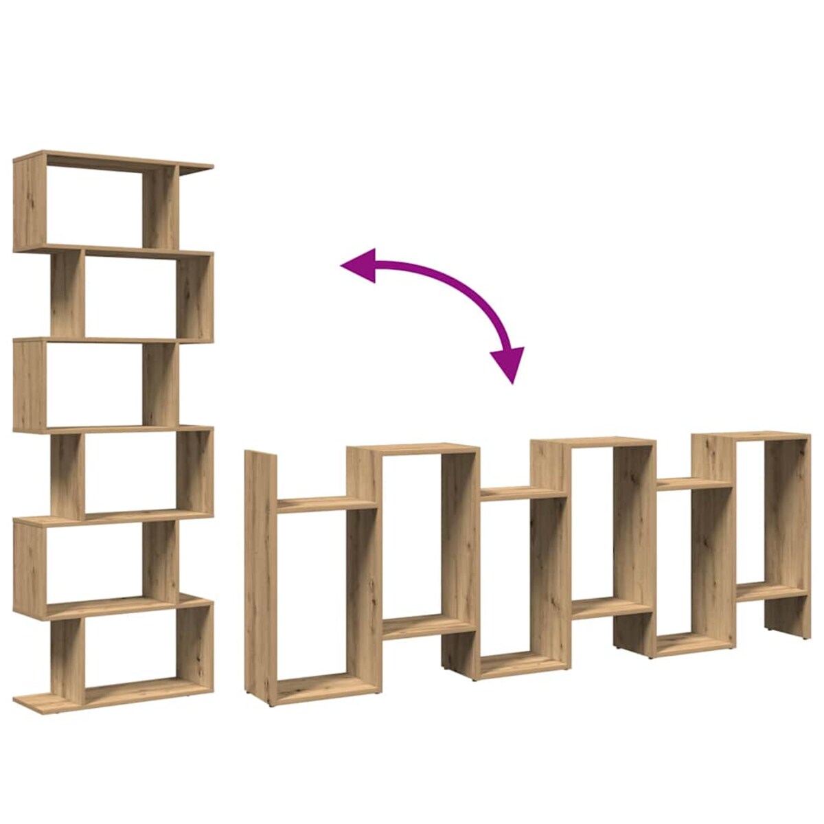 vidaXL Regał przegroda, 6 poziomów, dąb artisan, 70x24x193 cm