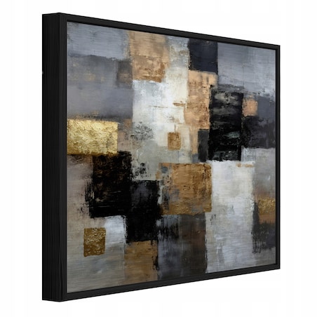 Obraz W Ramie Do Sypialni Salonu Na Metalu Abstrakcja Loft Czarny 80x80