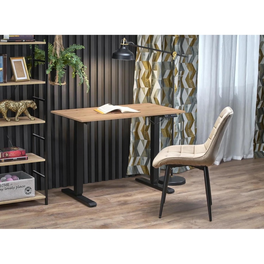 Biurko B53 czarne/dąb artisan z regulacją wysokości