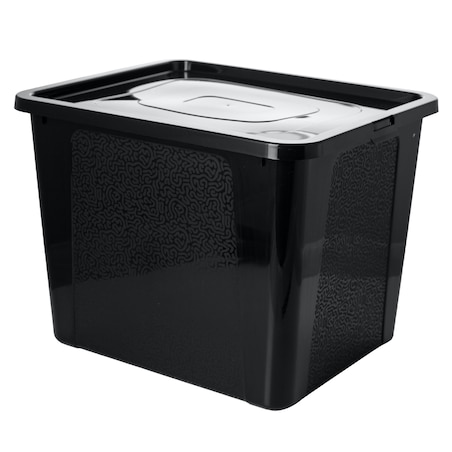 Pojemnik Plastikowy Z Pokrywą Duży Zamykany Pudełko Box Czarny 30L