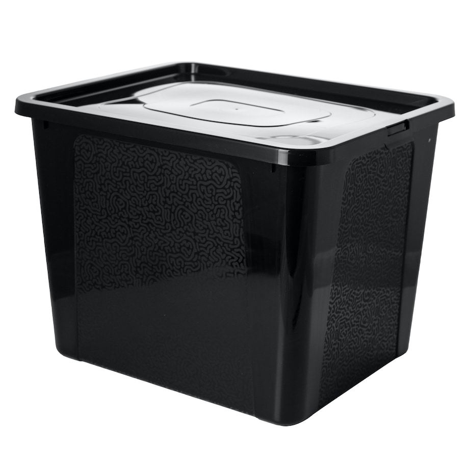 Pojemnik Plastikowy Z Pokrywą Duży Zamykany Pudełko Box Czarny 30L