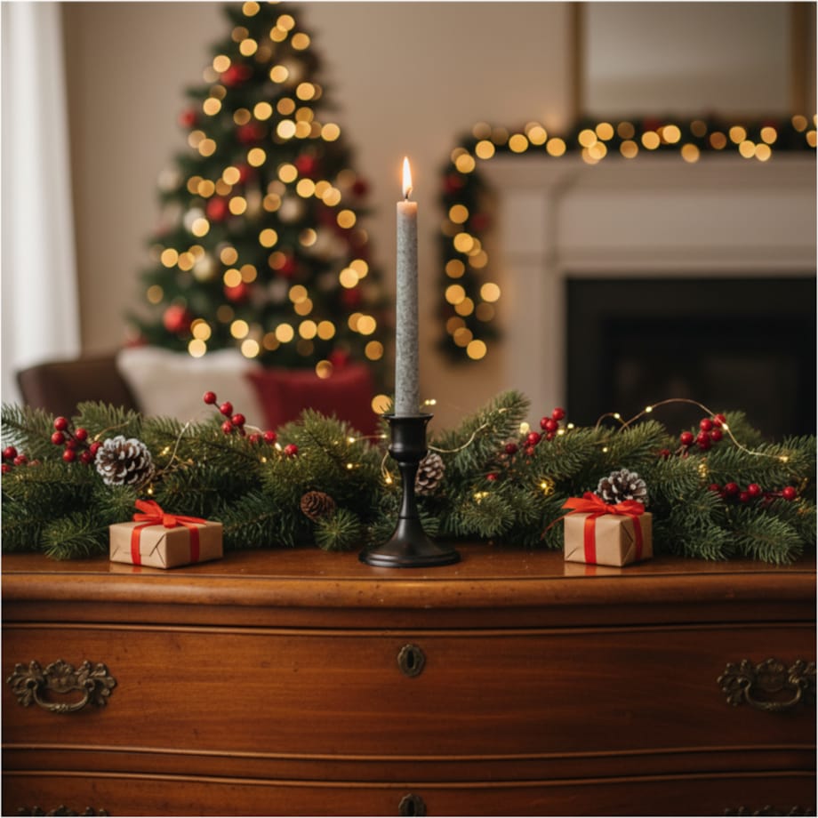 Świece Tradycyjne Proste Świąteczne Świeczki Do Kolacji Wigilijnej 2 Szt. Szara