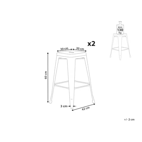 Zestaw 2 stołków barowych metalowych 60 cm czarno-złoty CABRILLO