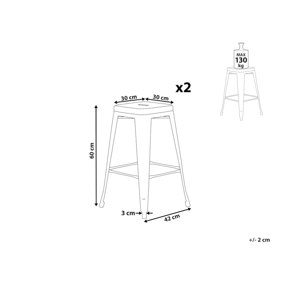Zestaw 2 stołków barowych metalowych 60 cm czarno-złoty CABRILLO