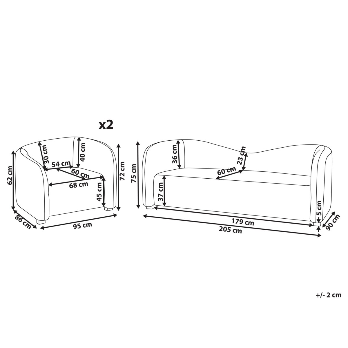Komplet wypoczynkowy dla 5 osób VELTADA Welur Ciemnobrązowy