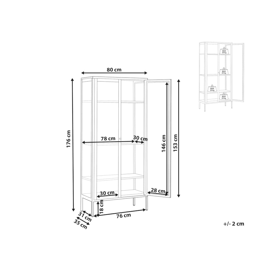 Witryna dwudrzwiowa metalowa czarna HARTY