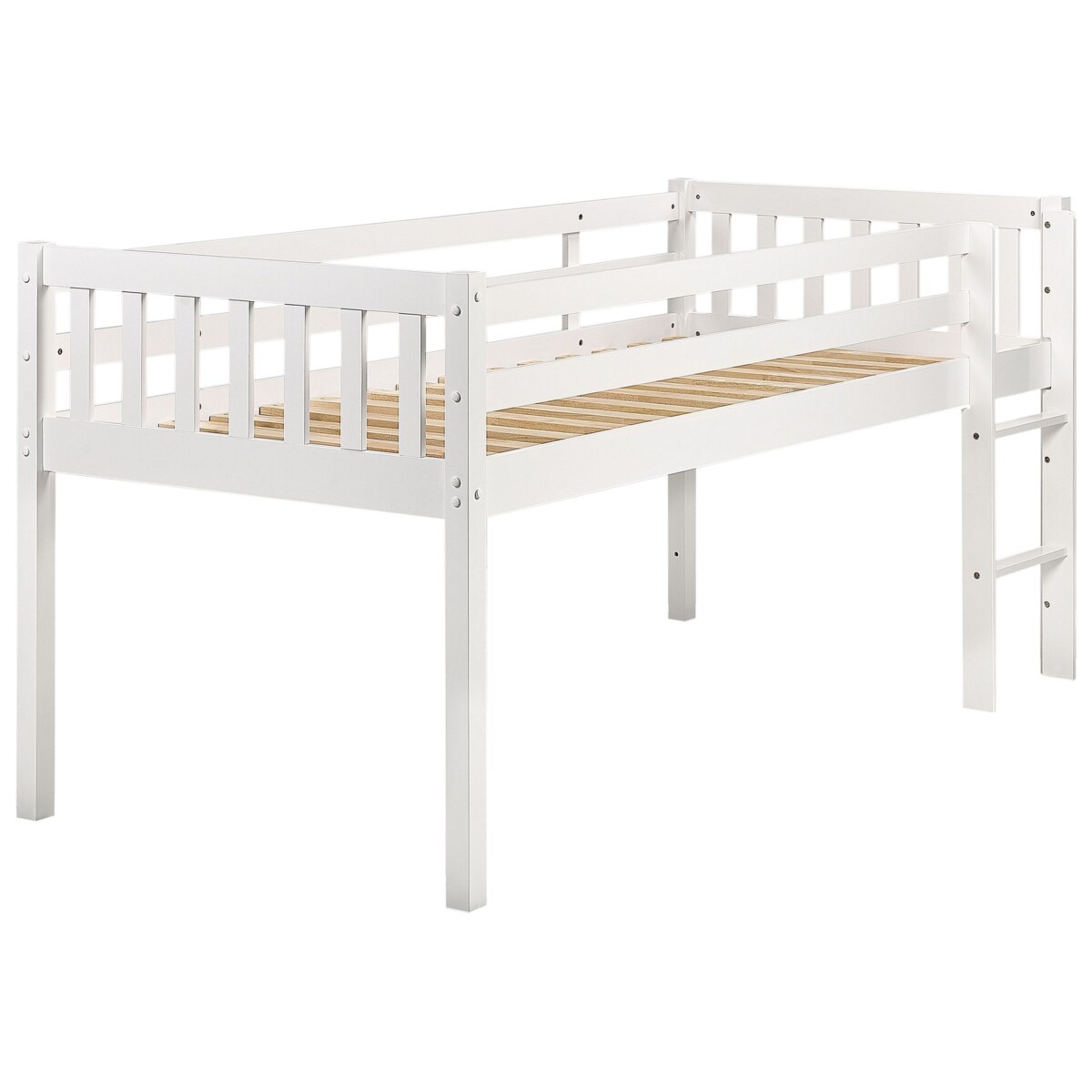 Łóżko dziecięce na antresoli drewniane 90 x 200 cm białe PEIPIN