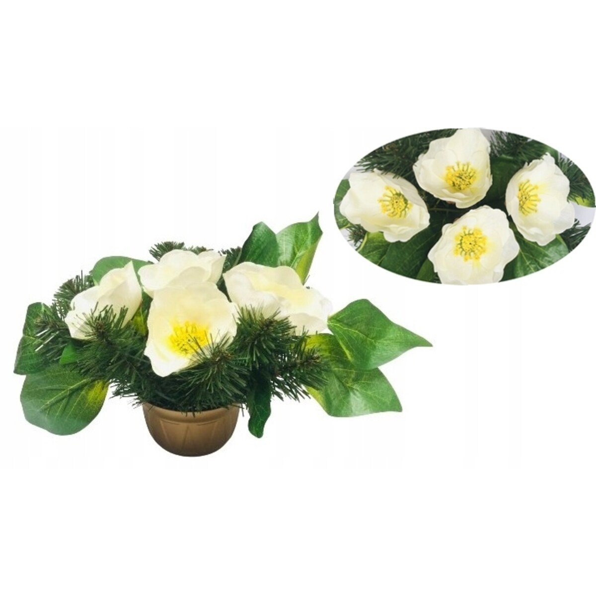 GOTOWY STROIK bukiet podkład w doniczce na cmentarz grób mamy babci kwiaty