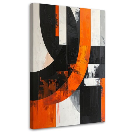Obraz do salonu pokoju biura, Abstrakcja kształty czarno pomarańczowy