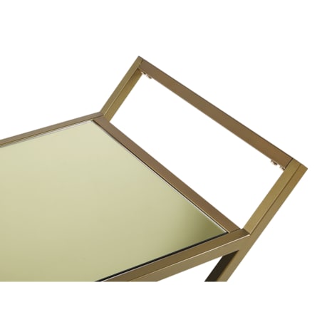 Metalowy wózek kuchenny 2-poziomowy z lustrzanym blatem złoty IVERA