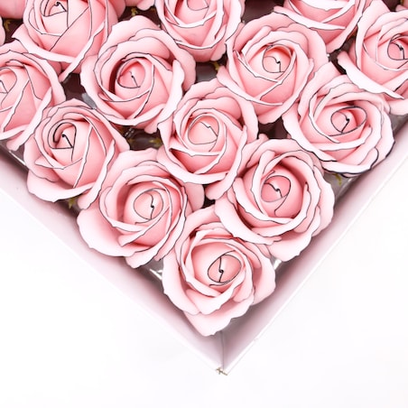 RÓŻA RÓŻOWA Z CZARNĄ OBWÓDKĄ 5szt kwiaty mydlane na bukiet stroik prezent