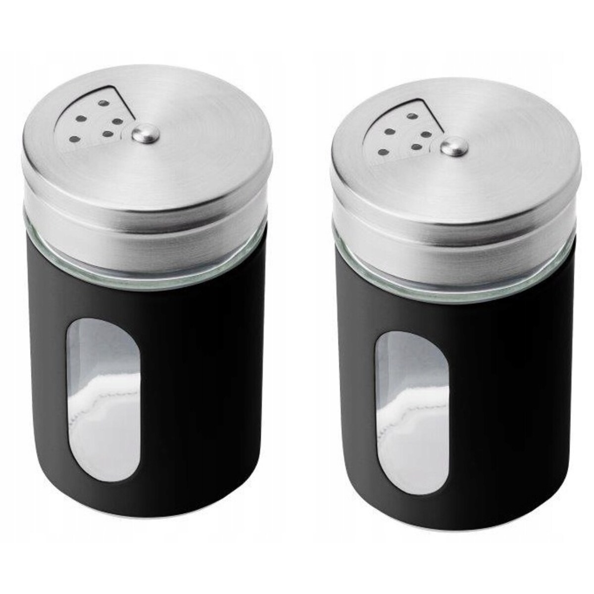 POJEMNIK CZARNY Z SZYBKĄ na przyprawy alcano 90 ml 6szt kuchenny mały słoik