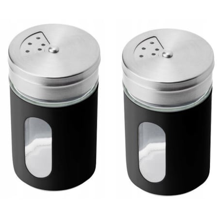 POJEMNIK CZARNY Z SZYBKĄ na przyprawy alcano 90 ml 6szt kuchenny mały słoik