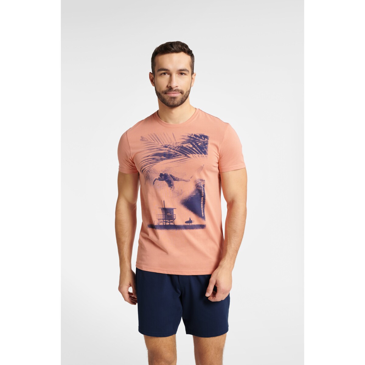 Piżama Fearless 40685-24X Brzoskwiniowo-Granatowa Brzoskwiniowo-Granatowy, XL