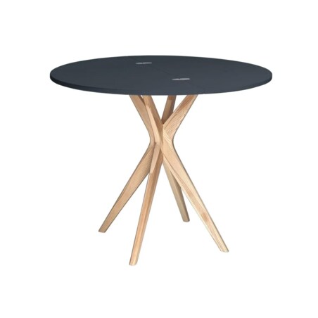 Stół półokrągły CUTTI 90x90 rozkładany grafitowy/jesion
