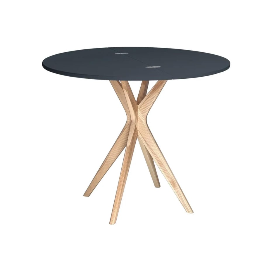 Stół półokrągły CUTTI 90x90 rozkładany grafitowy/jesion