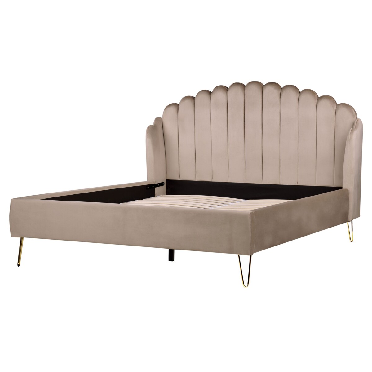 Łóżko Welur AMBILLOU 160 x 200 cm Beżowoszary