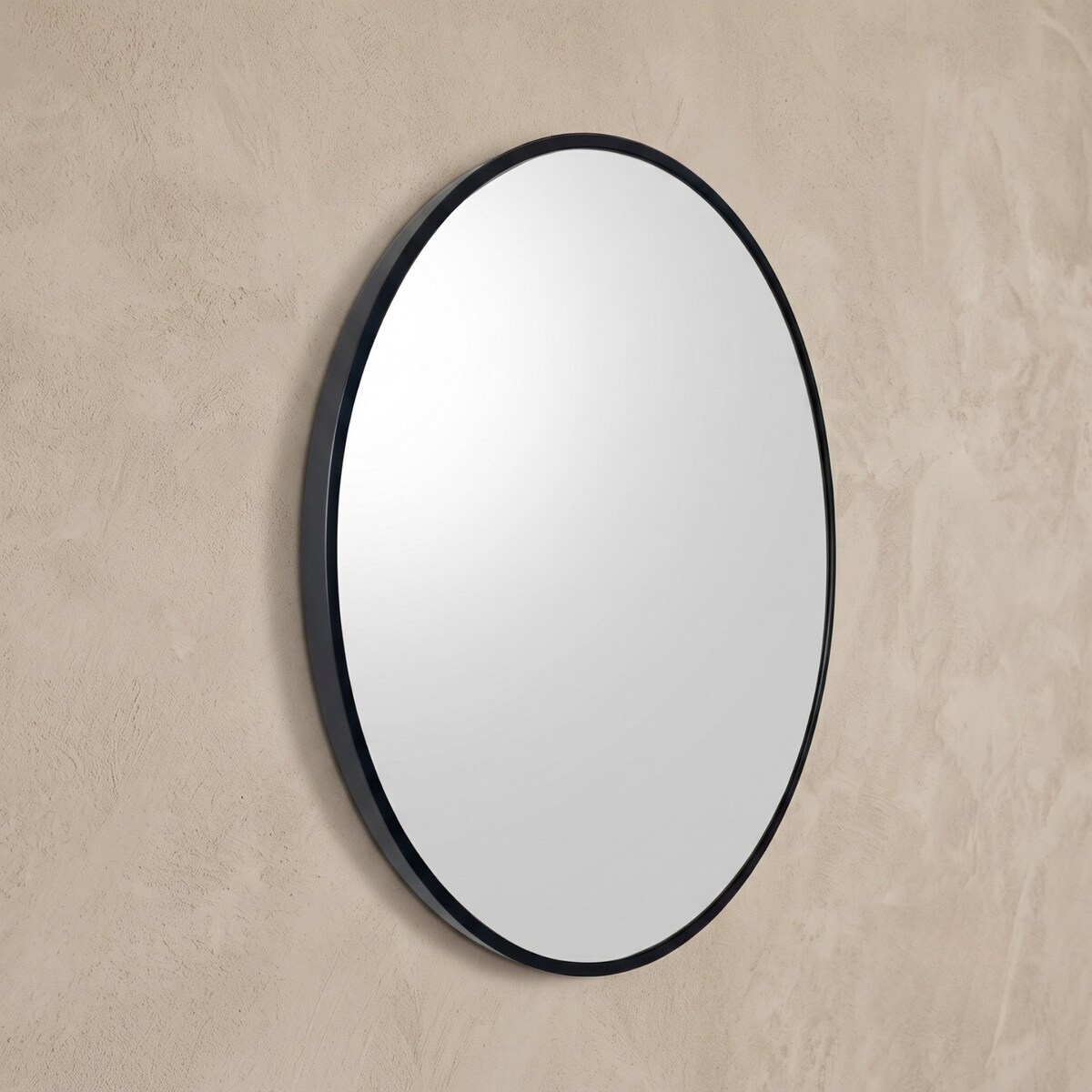 Okrągłe lustro ścienne w metalowej ramie, Ø 70 cm, czarne