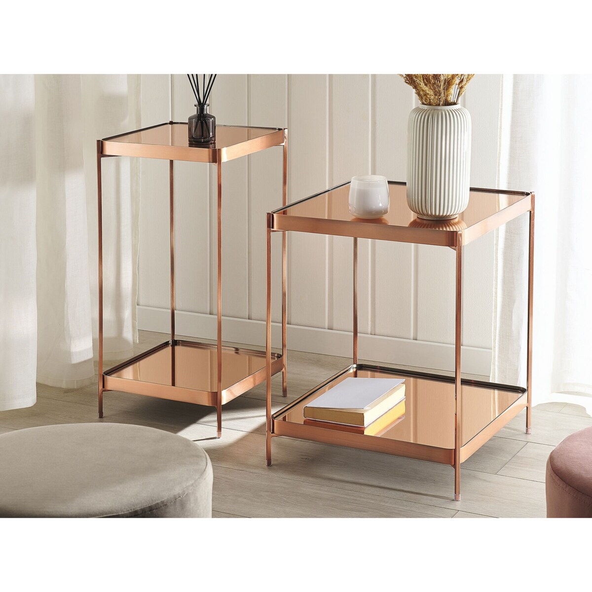 Stolik pomocniczy duży miedziany ALSEA