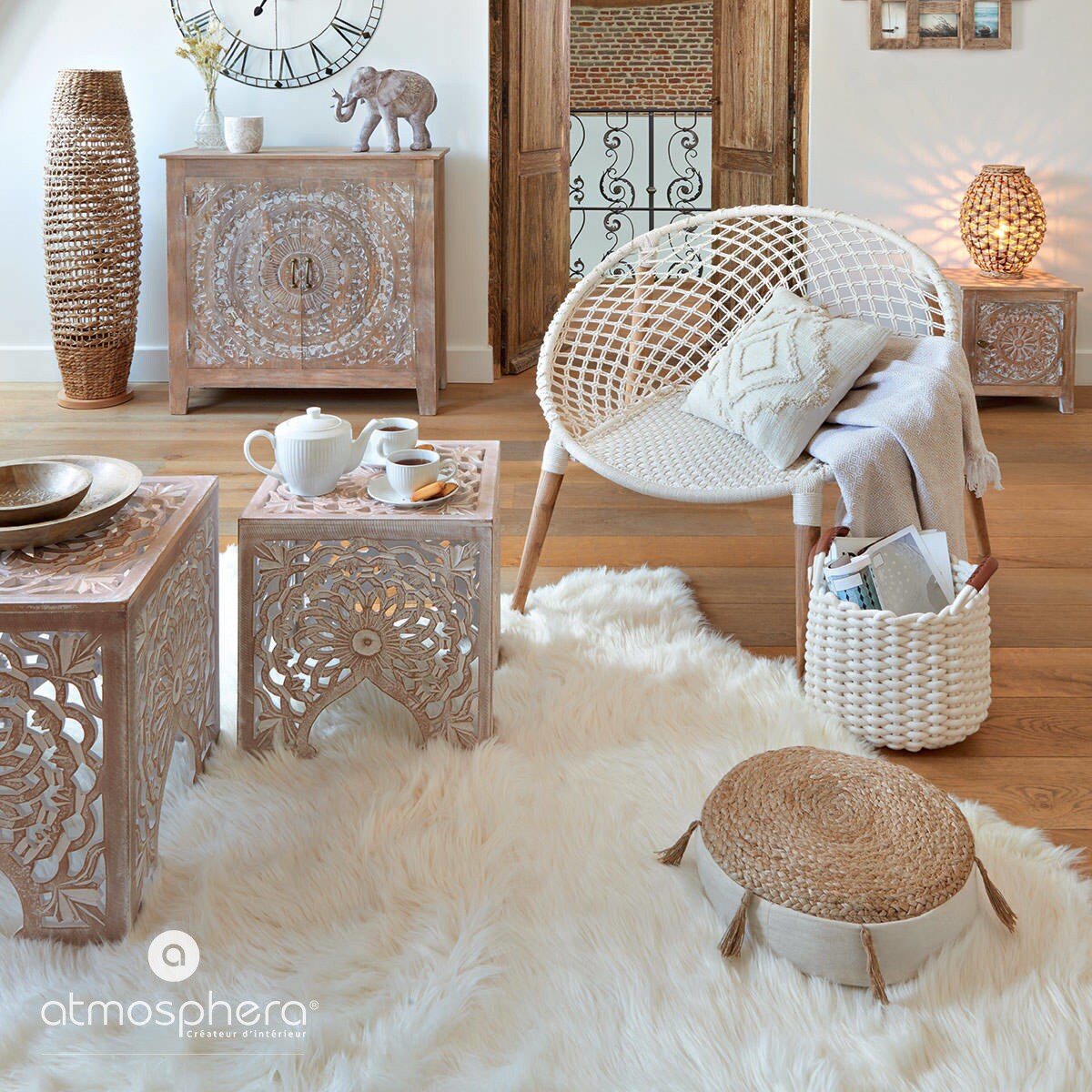 Poduszka do siedzenia na podłodze juta RITUAL, Ø 38 cm, Atmosphera