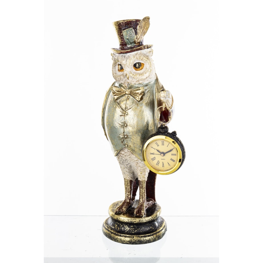 Dekoracja - figurka 28x12x10 cm SOWA-2 z zegarkiem