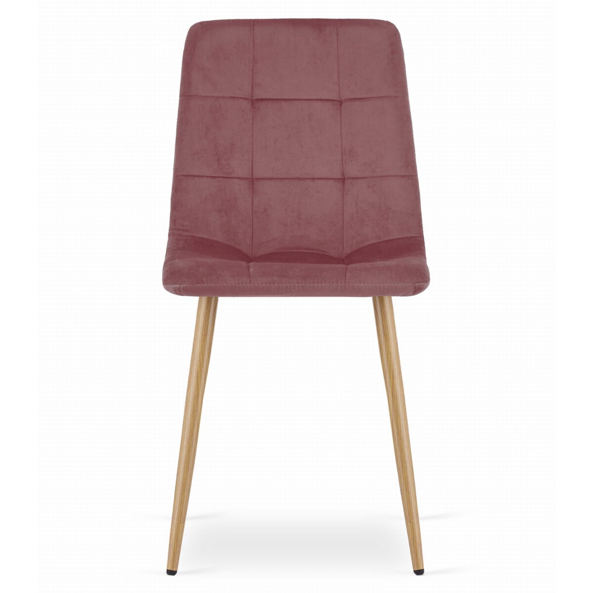 Krzesło Do Jadalni Kuchni Salonu Kara - Różowy Aksamit / Nogi Kolor Drewna X 4