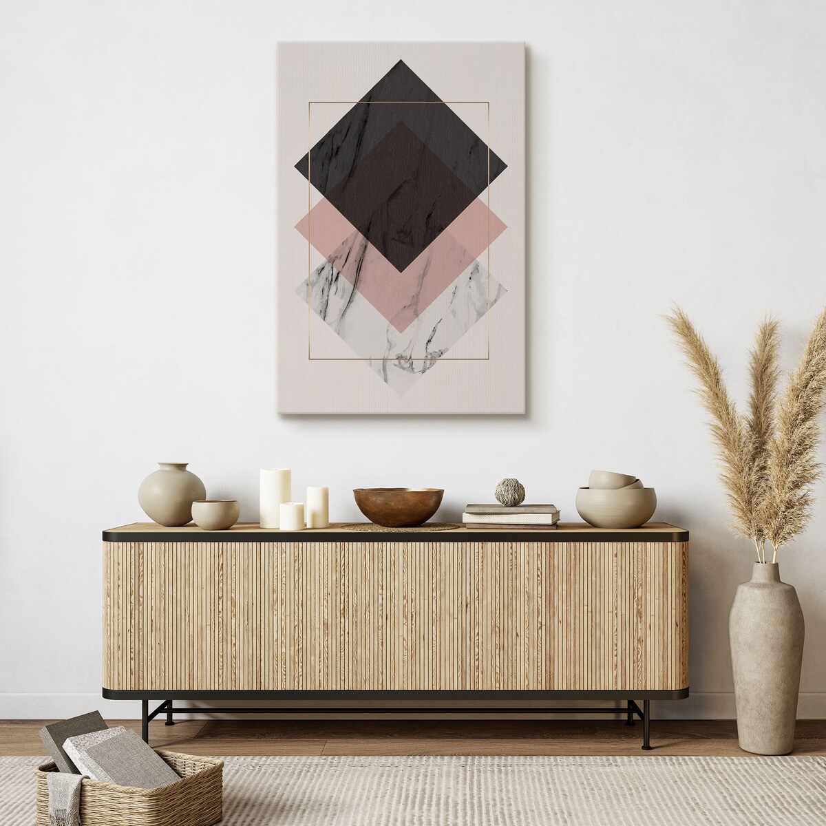 Obraz Abstrakcja Pastelowe Różowe Romby 80x120cm