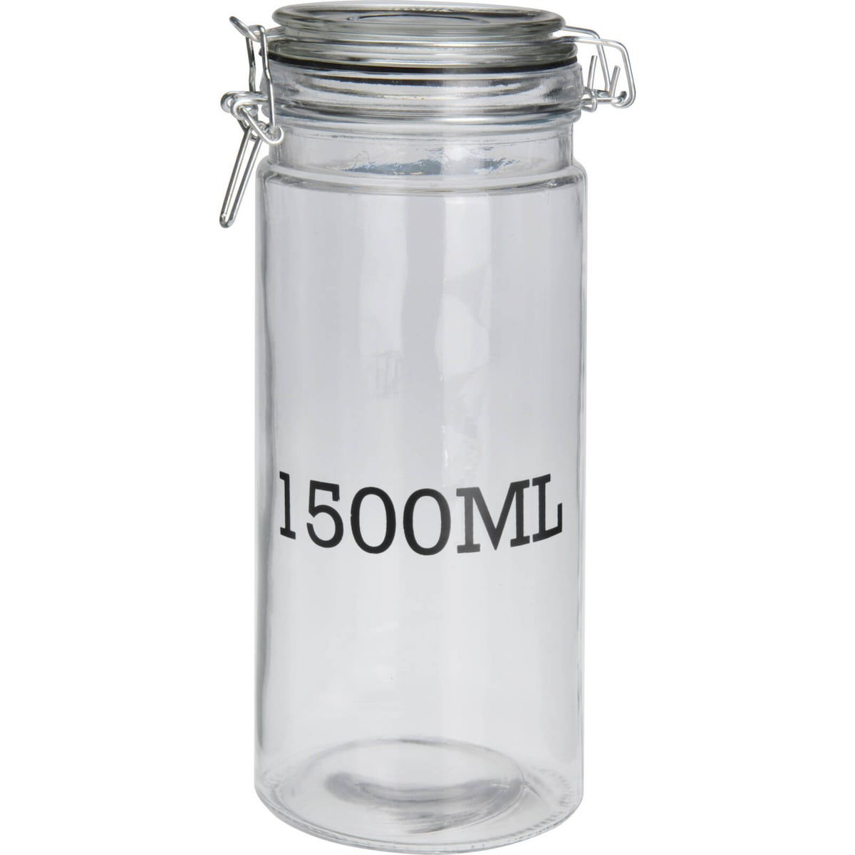 Słoik z pokrywką z klipsem, z informacją o pojemności