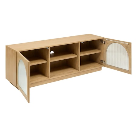 Komoda RTV z drewna akacjowego z przeszkleniem Verra