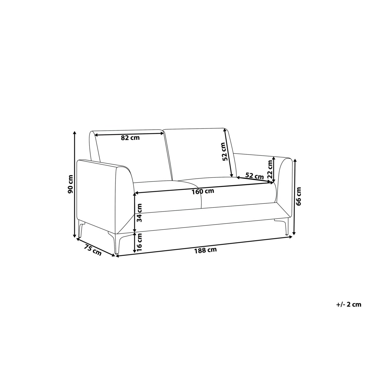 Sofa 3-osobowa czarna FENES