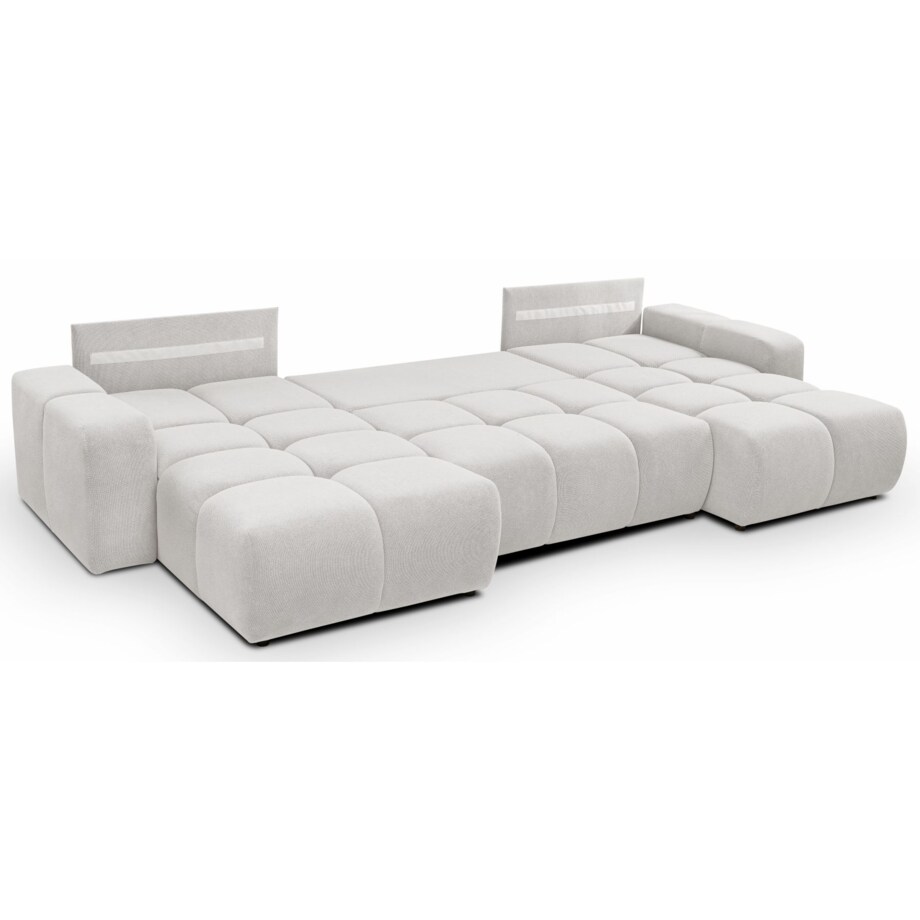 Nowoczesny Narożnik U SOHI z funkcją spania, Curio 80 - Jasny szary