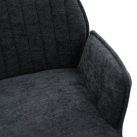 Krzesło tapicerowane obrotowe szenilowe do salonu MERANO grafitowe