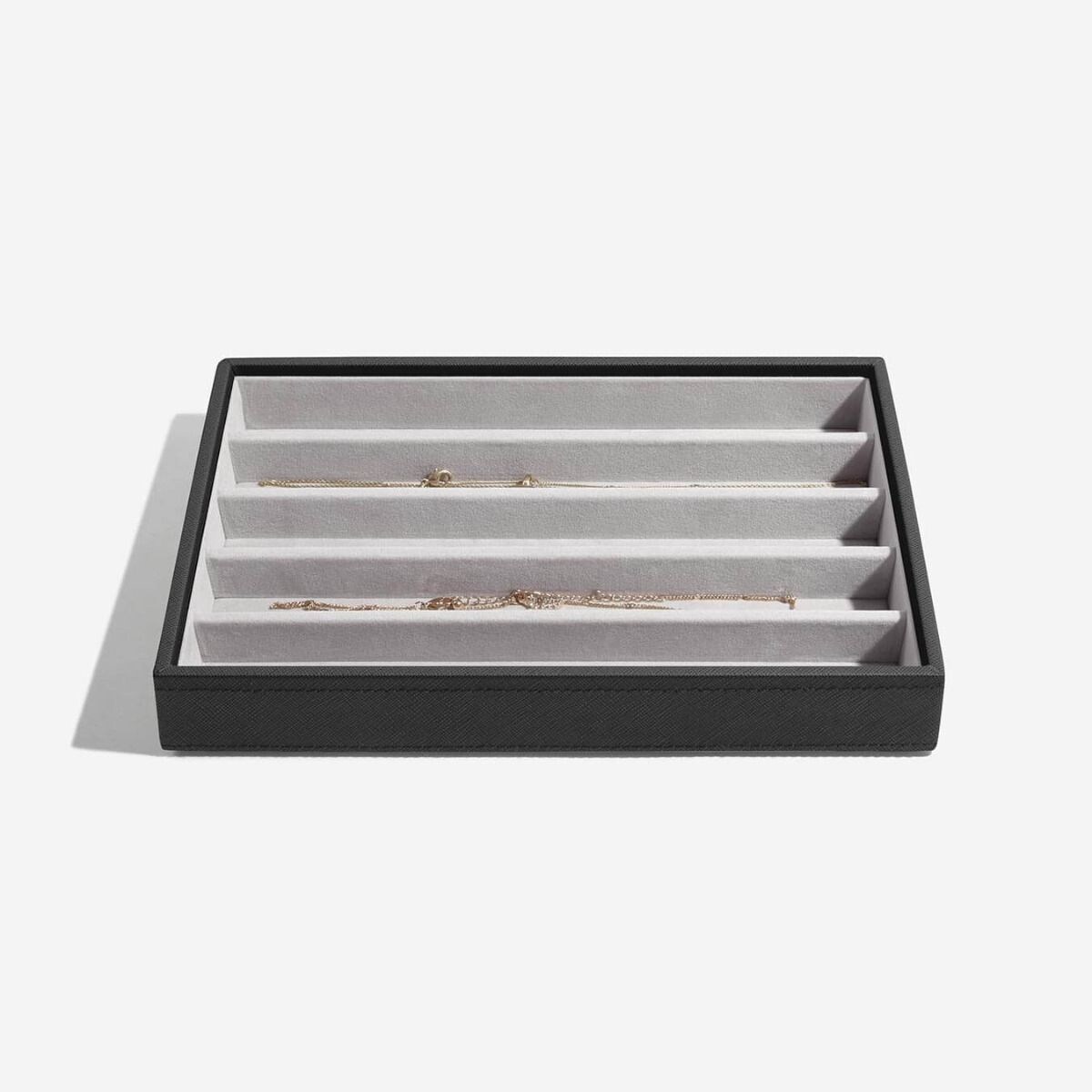 Szkatułka na biżuterię Stackers pięciokomorowa classic czarna velvet