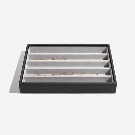 Szkatułka na biżuterię Stackers pięciokomorowa classic czarna velvet