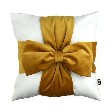 Poduszka VELVET VE2215 | Musztardowa kokarda 40 x 40 cm