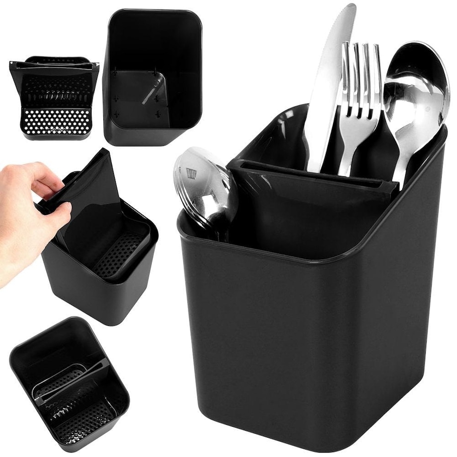 Ociekacz Stojak Koszyk sztućce Przybory Kuchenne Organizer Kuchenny Czarny
