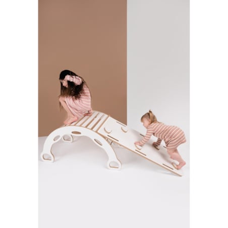 3w1 DUŻY bujak montessori z uchwytami + DUŻA zjeżdżalnia CHMURKI + blat