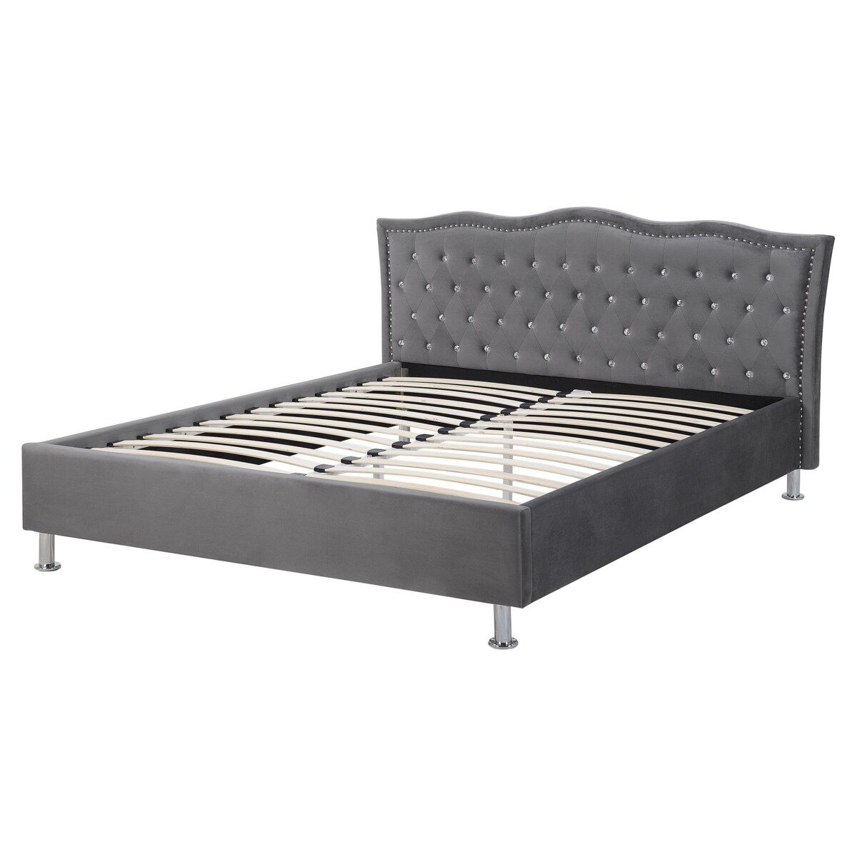 Łóżko welurowe 160 x 200 cm ciemnoszare METZ