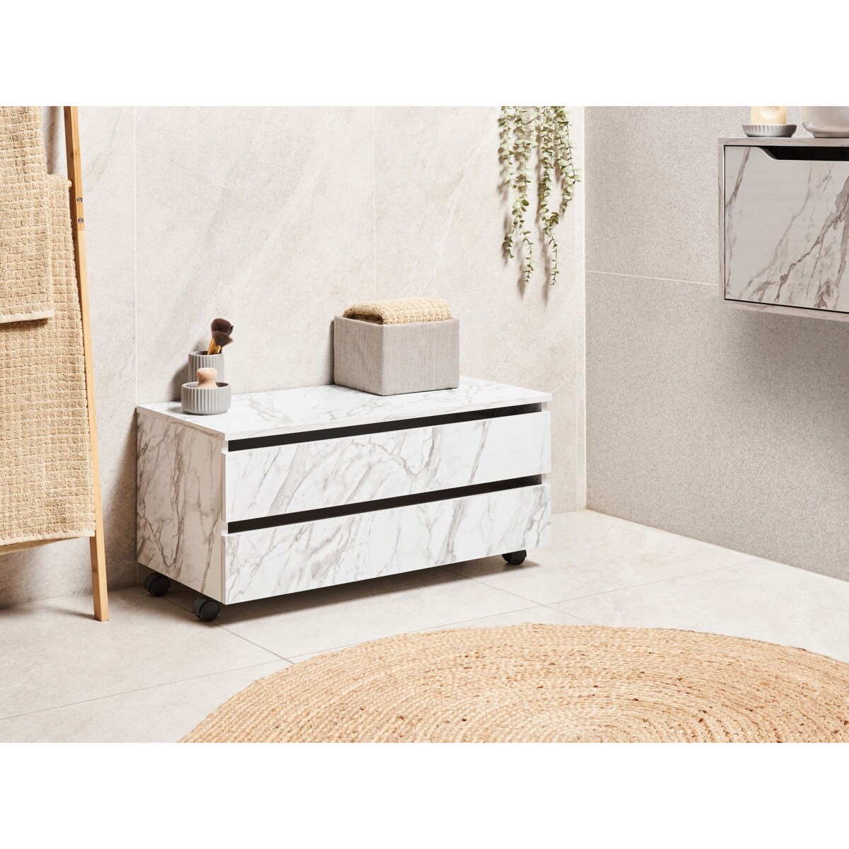 Szafka łazienkowa TERESINA 80 cm Biały marmur