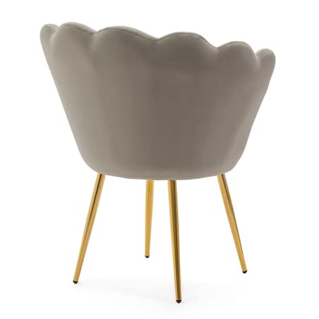 KRZESŁO TAPICEROWANE ZŁOTE NOGI GLAMOUR SHELL SZARE DO SALONU TOALETKI