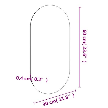 vidaXL Lustro, 60x30 cm, szklane