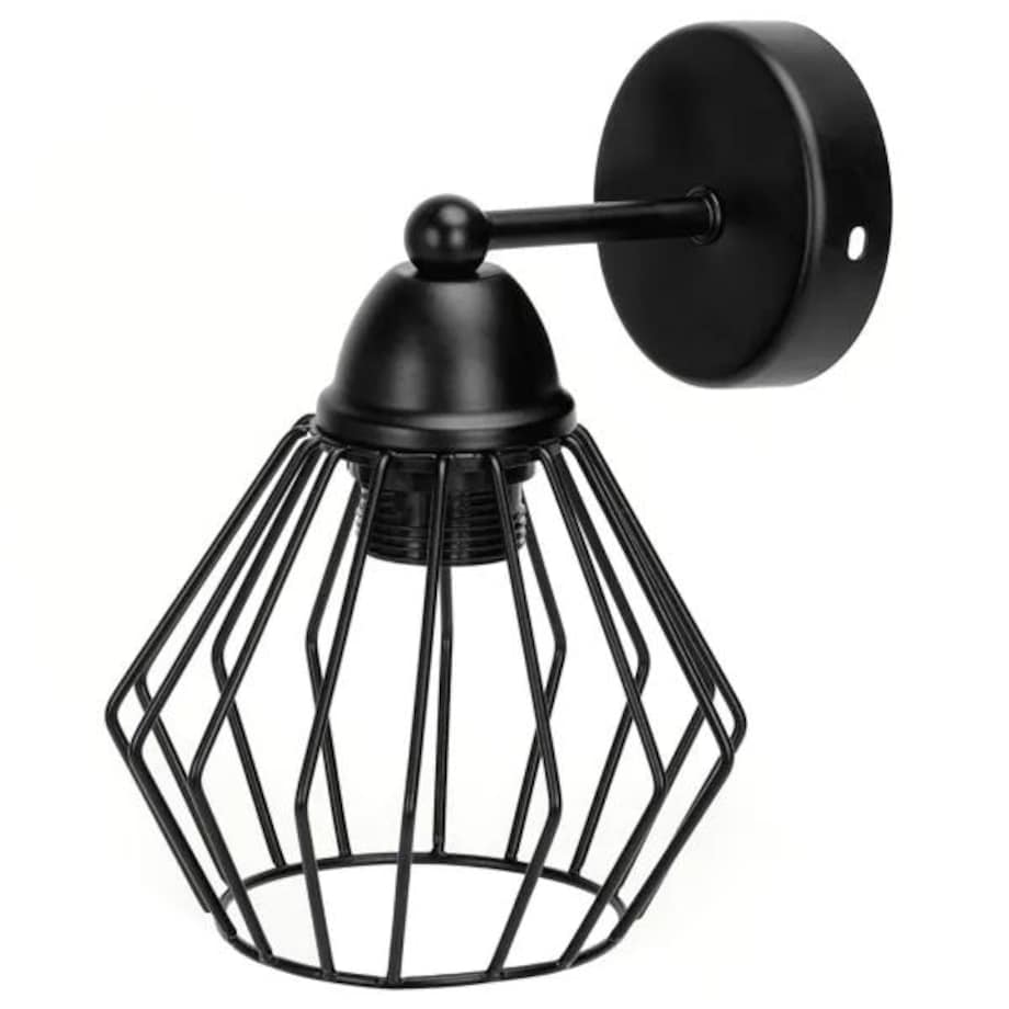 Kinkiet ścienny Diamond Cage lampa loftowa retro metalowa czarna